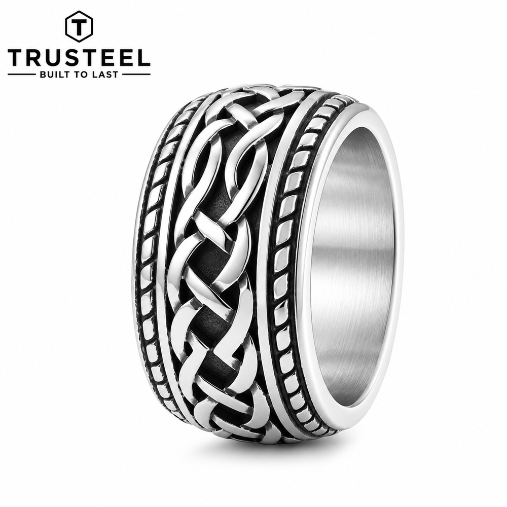 316L Stainless Steel Celtic Knot Ring Silver Viking Wedding Band Men size 15